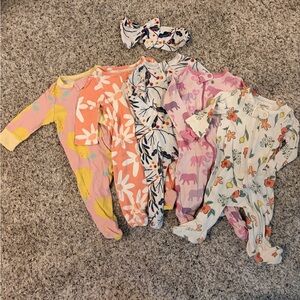 Floral and Animal Print Baby One Piece Sets